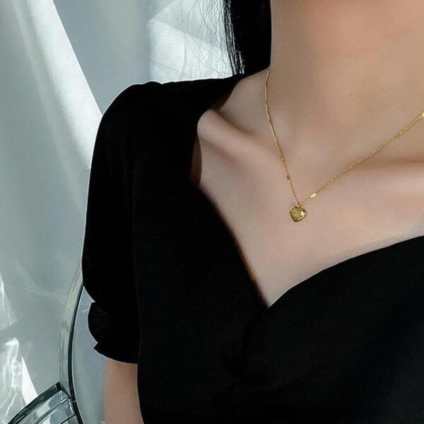 Fashion Gold Plated Love Heart Necklace For Women Man Pendant Hanging Chain - Image 2