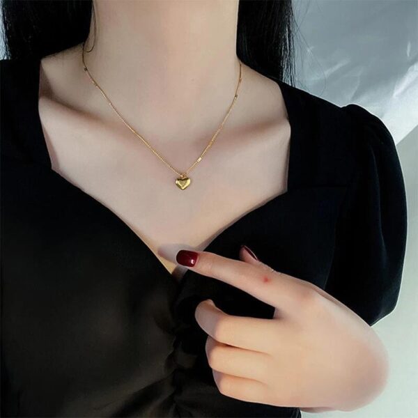 Fashion Gold Plated Love Heart Necklace For Women Man Pendant Hanging Chain